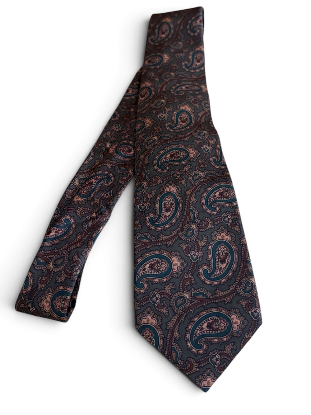 Paisley Tie in Teal and Brown